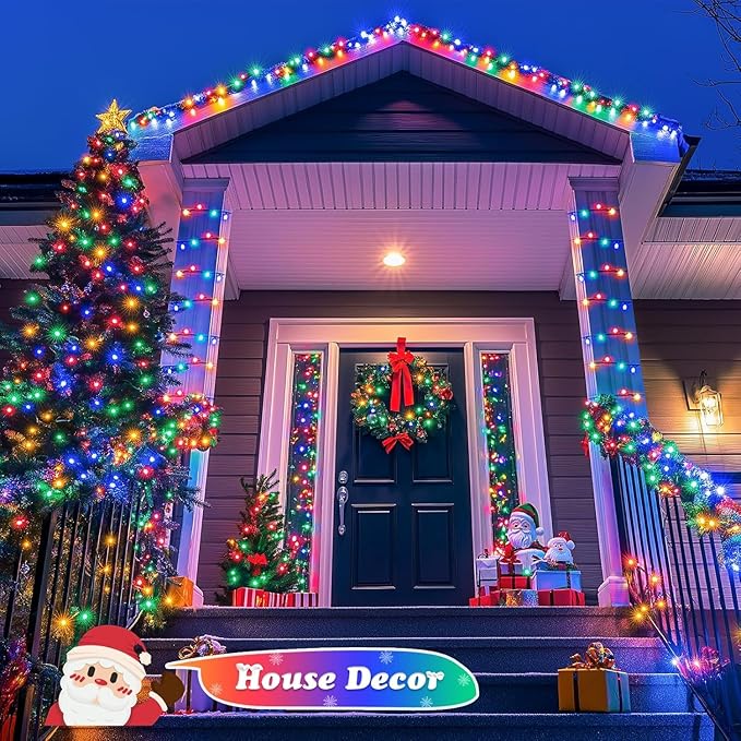 JMEXSUSS 2 Pack Solar Christmas Lights Outdoor Waterproof, Total 400LED 151FT Multi Colored Christmas Lights, 8 Modes Solar String Lights for Outside Tree Patio Garden Xmas Christmas Decorations