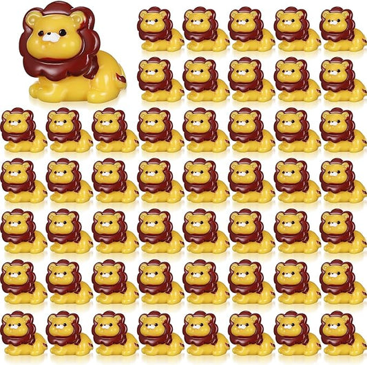 50 Pcs Mini Resin Lion Miniature Lion Figurines Bulk Adorable Garden Accessories for Micro Landscape Ornaments Home Decor Bookcase Living Room Scenes Kit