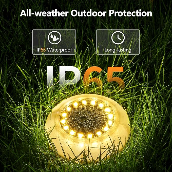 Flumy Solar Ground Lights,12 Pack Solar Lights Outdoor Waterproof, Solar Garden Lights for Outside Patio Pathway Yard Lawn Driveway Deck Step Walkway,Outdoor Chrismtas Decorations