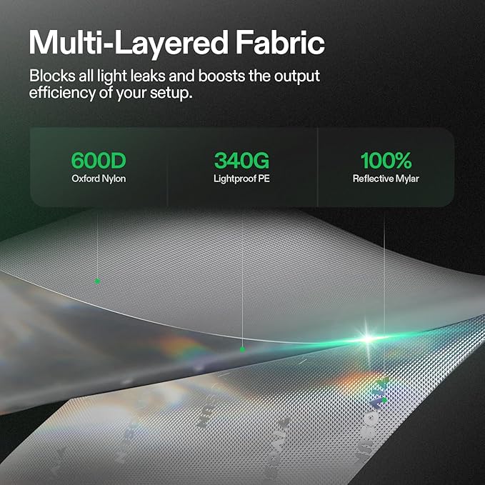 VIVOSUN G425 48"x24"x60" Grow Tent, 4x2 FT Advanced Gray Grow Tent with 19mm Poles, Observation Window and Floor Tray for Hydroponic Plants for VS2000