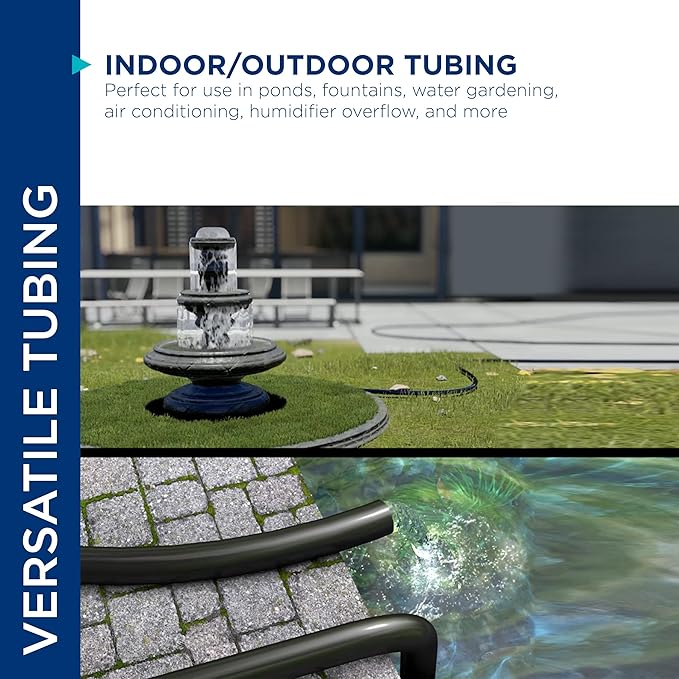 Alpine Corporation 100 Ft. PVC Tubing with 5/8" Inside Diameter for Ponds and Fountains, Black