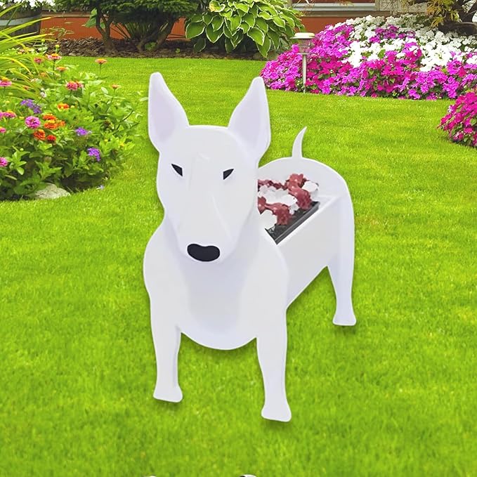 Bull Terrier Dog Planter Plant Pots,Cute Garden Dog Flower Planter,Dog Planters Birthday Gifts for Women,Office,Indoor/Outdoor Decor（9.45 * 5.57 * 13.39in）