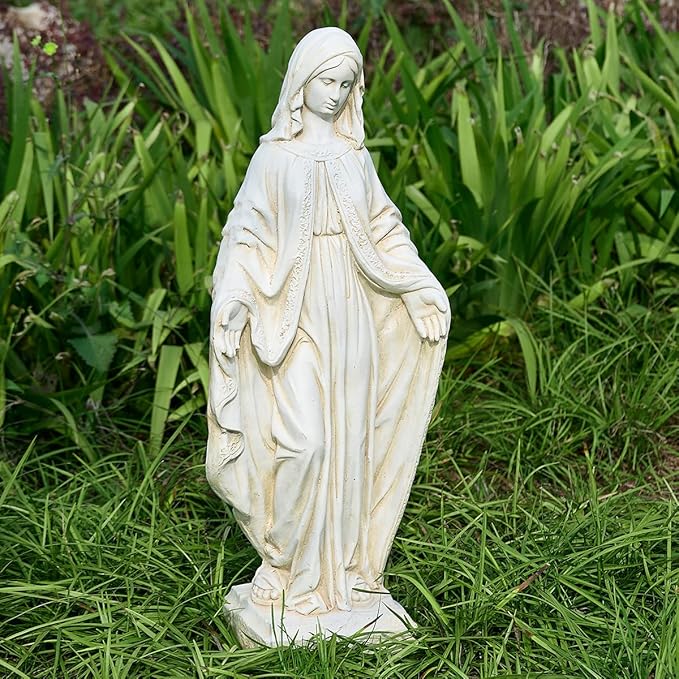 Virgin Mary Statue, Outdoor Garden Religious Decorations, Outdoor Mother Mary Statue, Garden Sculptures & Statues for Home Yard Patio Lawn Deck Hallway