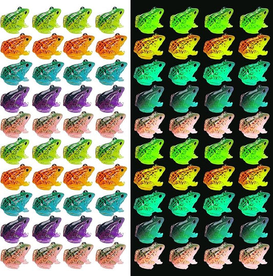 Barydat 80 Pcs Miniature Frog Figurines Luminous Mini Resin Frog Figures Model Garden Decor DIY Terrarium Craft Ornament Accessories for Moss Landscape Decoration (0.98 x 0.98 Inch)