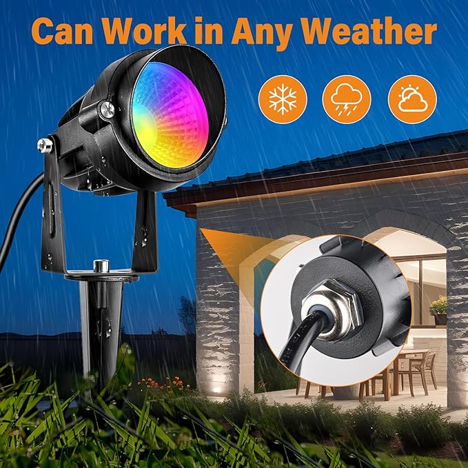 RGBW Low Voltage Landscape Lights, 12V-24V Color Changing Landscape Lights with Remote Control Landscape Spotlights for Garden Yard Path Tree Decorative (6 Pack)