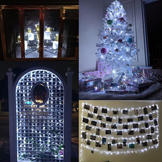 33FT 100LED Fairy Lights Battery Operated with Remote, Waterproof String Lights with Timer for Indoor & Outdoor, Twinkle Light Battery Powered Bedroom Wedding Christmas Decorations (Cool White)