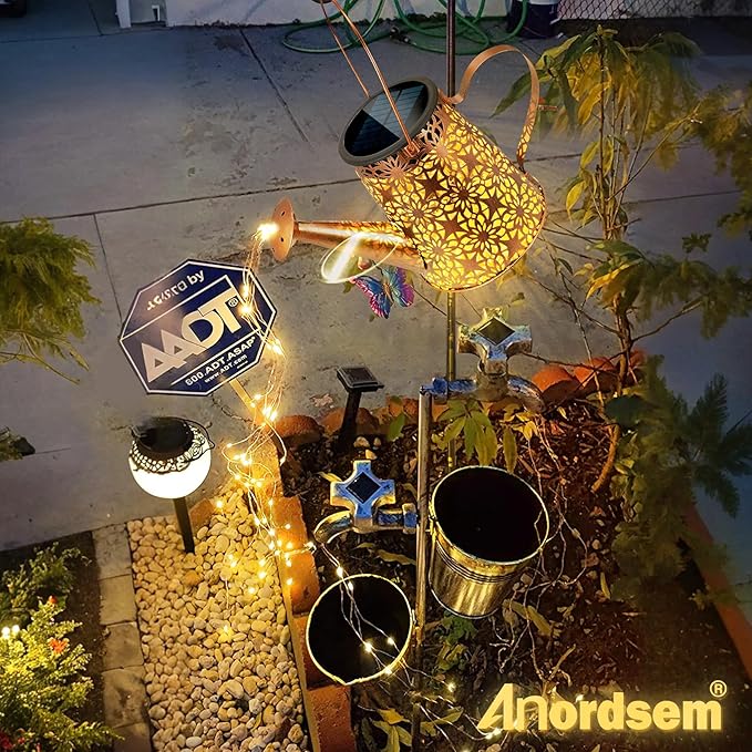 Watering Can Lights Solar Powered: Garden Light Waterproof Outdoor Decoration - Flower Lanterns Hanging Yard Patio Path Proch Decor - Birthday Gardening Gifts for Women Mom Grandma