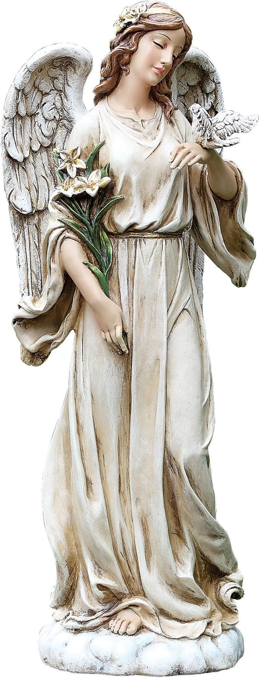 Joseph's Studio by Roman, 24.5" H Angel with A Dove Garden Statue, Religious Outdoor Decor