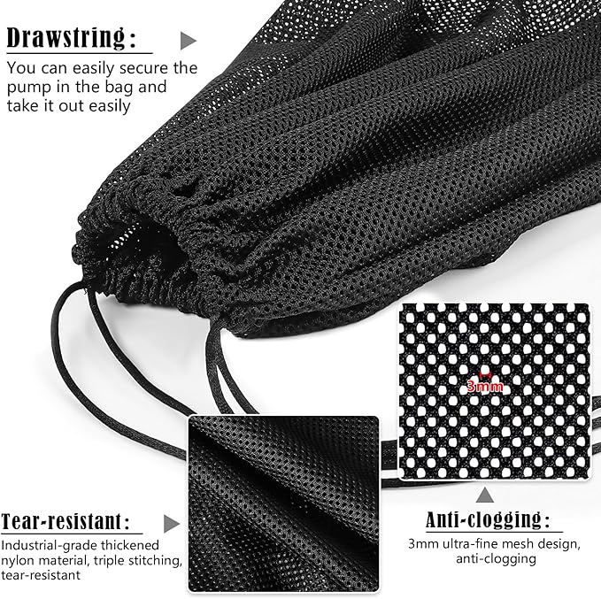 2 PCS Pond Pump Filter Bag, 7 Inch Pond Filter Box with Drawstring, Anti-Clogging Pump Barrier Bag Pump Mesh Bag for Outdoor Water Ponds Filters Pond Biological Filters