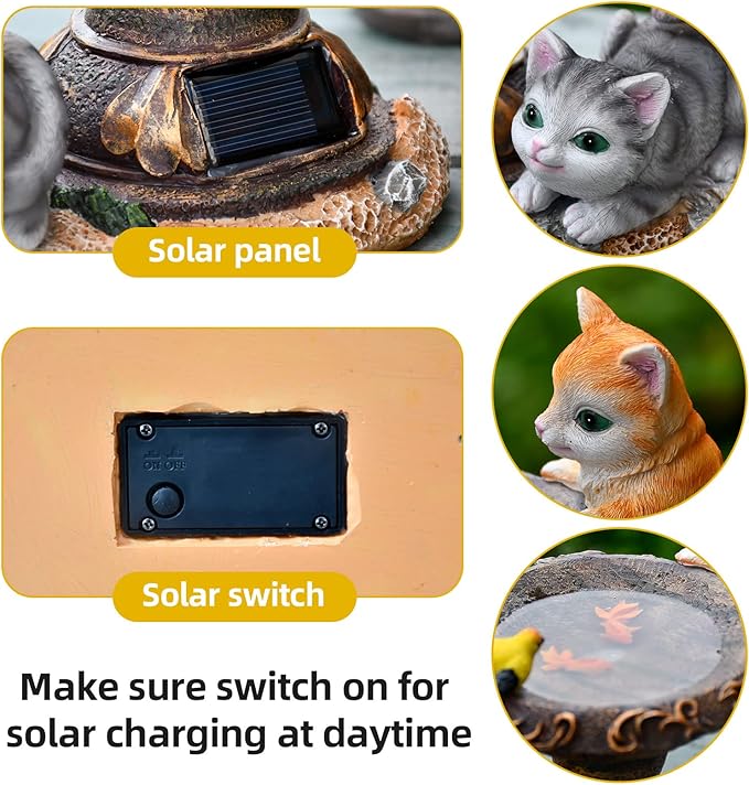 Cat Garden Figurines Outdoor Decor Solar Statue with LED Lights for Patio Lawn Yard Art Decoration Housewarming Garden Gift