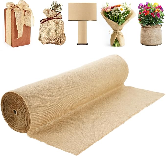VEVOR Burlap Fabric Roll, 40” x 150 ft High Density Natural Jute Fiber Material for Outdoor Plant Care, Tree Wrap Roll, Decor, DIY Crafts, Wedding, Garden Weed Barrier, Plants & Trees Winter Covering