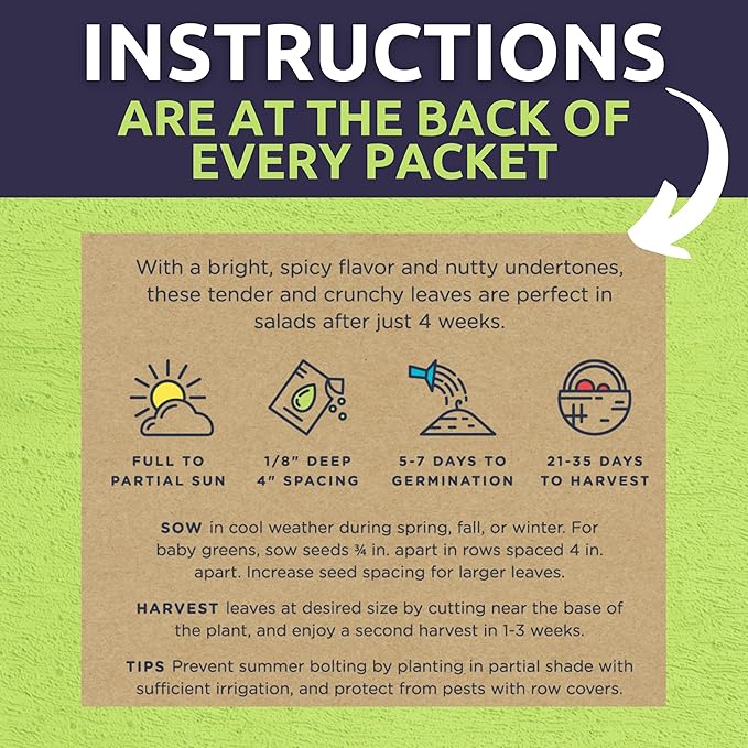 Organic Seeds Gardener Variety Pack - 30 Individual Packs - 2025 Season - Arugula, Basil, Winter Squash, Nantes Carrots and More! for Indoor & Outdoor Planting (Non-GMO, Certified Organic)