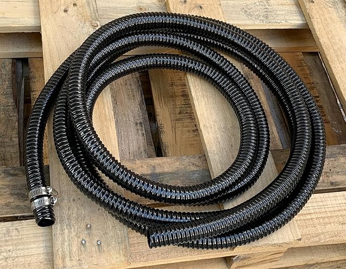 Pond Tubing 1 1/2 inch Id Black Plastic Corrugated Water Hose Strong Flexible Sump Pump Drain Hose 20Ft
