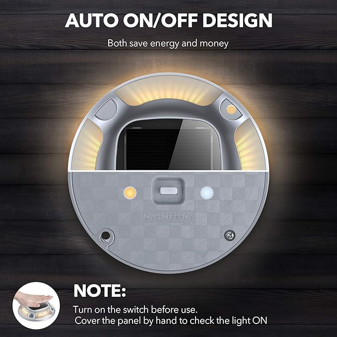 AGPTEK Solar Driveway Lights Outdoor 16 Pack, 2 Color Modes LED Deck Dock Marine Waterproof Driveway Marker Lights for Step Sidewalk Stair Garden Pathway Walkway Yard (Warm White/Cool White)