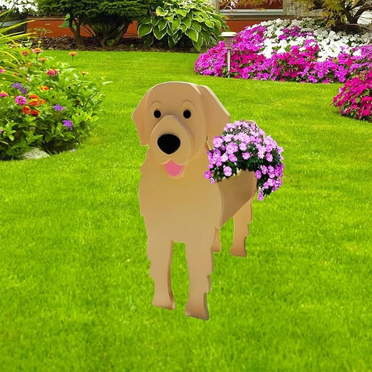Golden Retriever Dog Planter Plant Pots,Cute Garden Dog Flower Planter,Large Dog Planters Birthday Gifts for Women,Office,Indoor/Outdoor Decor（9.84 * 8.66 * 17in）