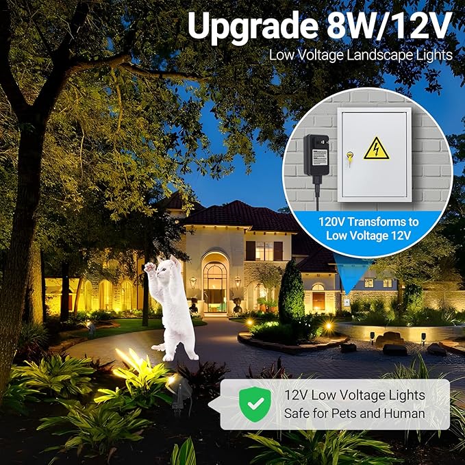 ropelux Low Voltage Landscape Lighting, RGBW Spot Lights Outdoor with App/Vioce Control, IP65 Waterproof, Color Changing, 51ft Led Outdoor Spotlight for Yard Garden Patio Halloween-5 Pack