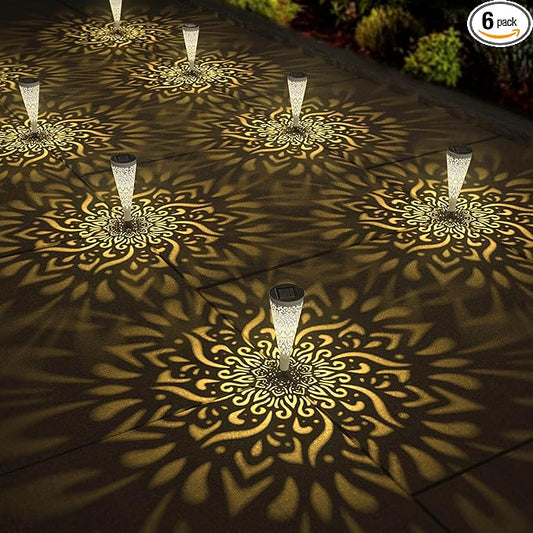 6 Pack Solar Lights Outdoor Garden Decorative Solar Garden Lights with Warm Light Waterproof Solar Pathway Landscape Light for Path Patio Backyard Walkway Yard Decor (White, 6Pcs)