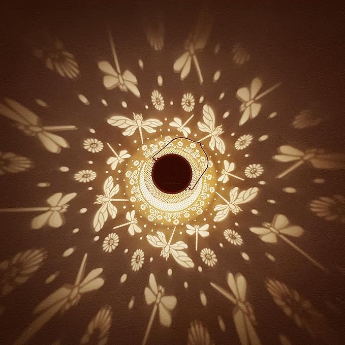 Solar Lanterns Outdoor Waterproof Dragonfly Garden Decor Gifts for Women Mom Grandma Hanging Solar Lights Metal Lantern Decoration Outside for Yard, Patio, Backyard, Porch