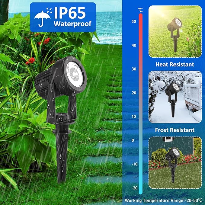 T-SUNUS Color Changing Solar Landscape Spotlights 2 Pack, IP65 Waterproof Lights 9.8ft Cable, Outdoor RGB Spot Light With Separated Panel for Yard Garden Driveway Porch Walkway Pool Patio