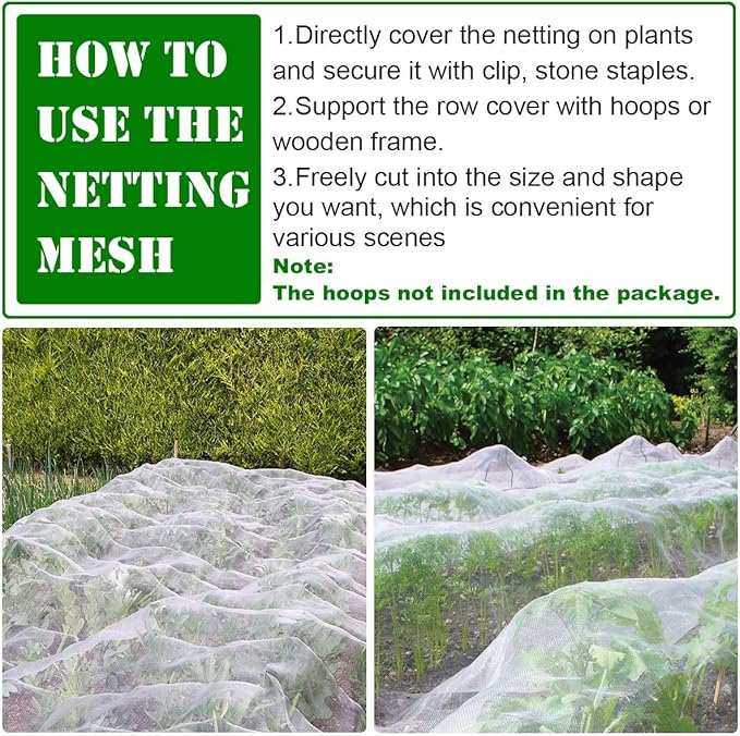 Ultra Fine Garden Mesh Netting, FARAER Plant Covers 8'x24' Garden Netting for Protect Vegetable Plants Fruits Flowers Crops Greenhouse Row Cover Protection Mesh Net Patio Gazebo Screen Barrier Net
