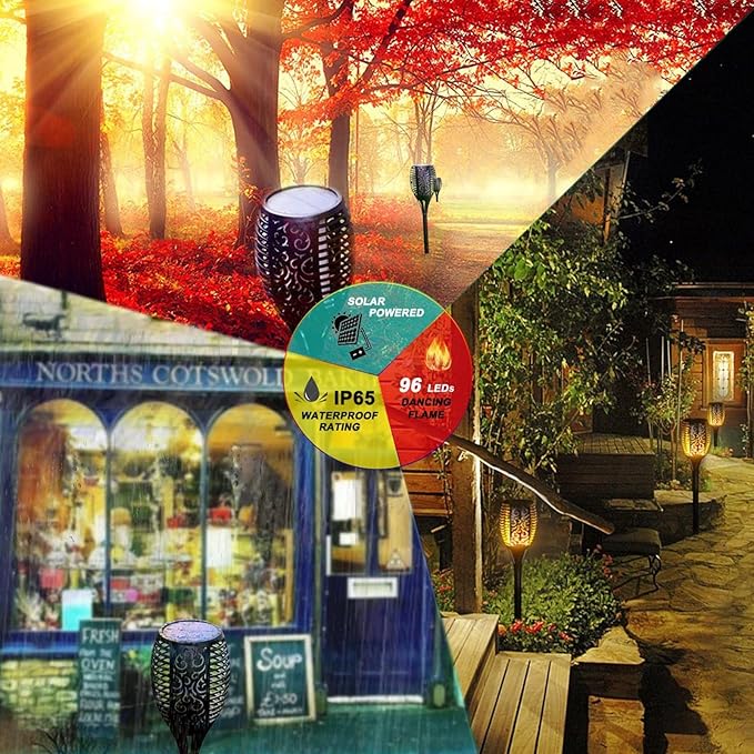 Solar Lights Outdoor 43" (Super Large Size), 99 LED Solar Tiki Torches with Flickering Flame, Waterproof Solar Powered Lights for Holiday Decorations Outside Garden Yard Pathway Decor