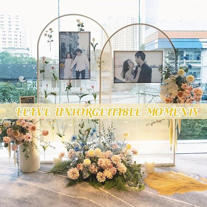 Gold Metal Arch Backdrop Stand 2 Set 7.2FT, 6.6FT Wedding Arch Stand Arched Door Frame for Birthday Party Baby Shower Ceremony Indoor Outdoor Celebration Decor (7.2FT, 6.6FT)