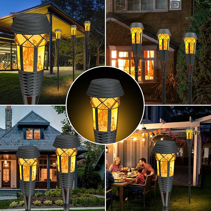 Flickering Flames Torch Light Solar Garden Lights Waterproof Landscape Lighting - 2 Pack