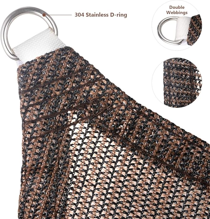 Eden's Decor Straight Flat-Edged Sun Shade Sail Rectangular 16' x 18' Brown UV-Blocking Outdoor Canopy Fabric Cloth Awning for Pergola Patio Garden Backyard Custom Size