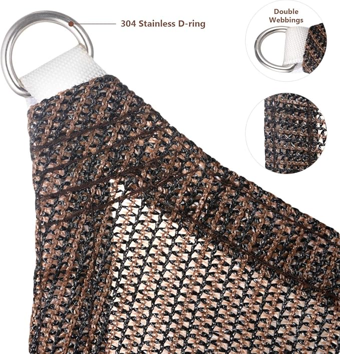 Eden's Decor Straight Flat-Edged Sun Shade Sail Rectangular 11' x 22' Brown UV-Blocking Outdoor Canopy Fabric Cloth Awning for Pergola Patio Garden Backyard Custom Size