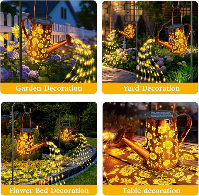 Solar Watering Can Lights, Sunflower Mother's Day Gifts for Women Mom Grandma Birthday, Large Hanging Solar Lantern Waterproof Outdoor Garden Decorations for Yard Porch Landscape Patio Pathway