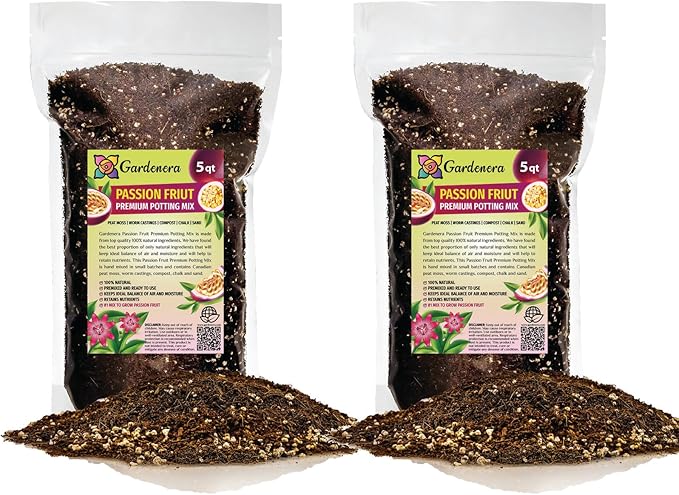 Premium Passion Fruit Potting Soil Mix - Perfect Balance of Nutrients, Drainage, and Aeration for Thriving Passion Fruit Vines - 10 Quart