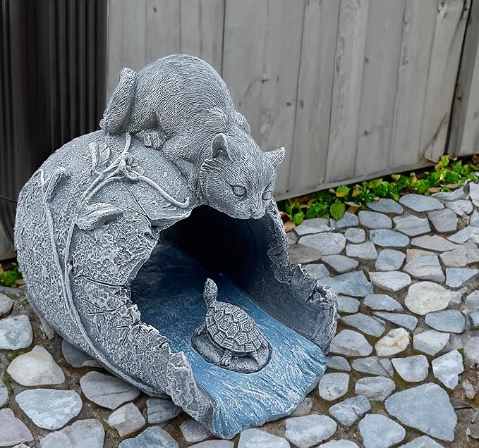 Teaeeno Cat Statues Decor Gutter Downspout Extension Decorative, Animal Statue Outdoor Decor, 3"×4" Rain Gutter Downspout Splash Block, Garden Splash Block Outdoor Sculpture, Rain Downspout Diverter