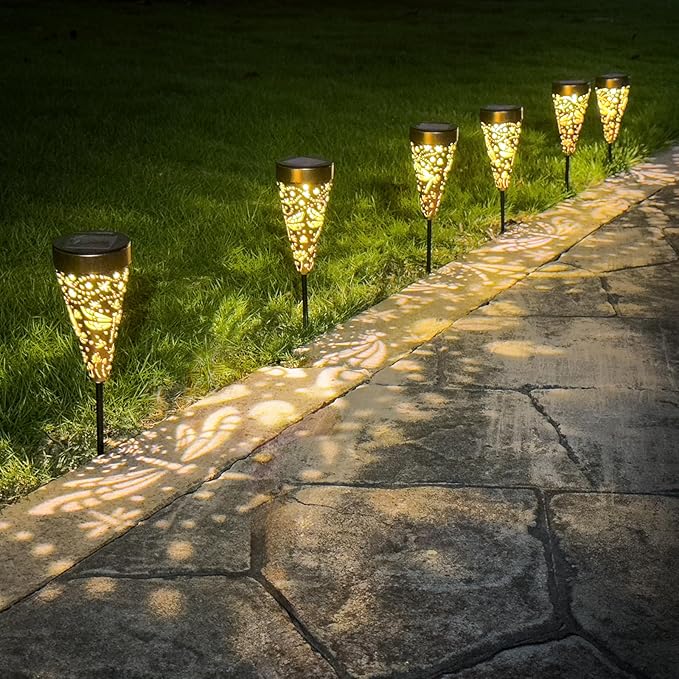 2-Pack Dragonfly Outdoor Solar Pathway Lights, Metal Garden Path Decorations, Waterproof Landscape Lighting for Yard, Lawn, Walkway – Gifts for Women, Mom, Grandma