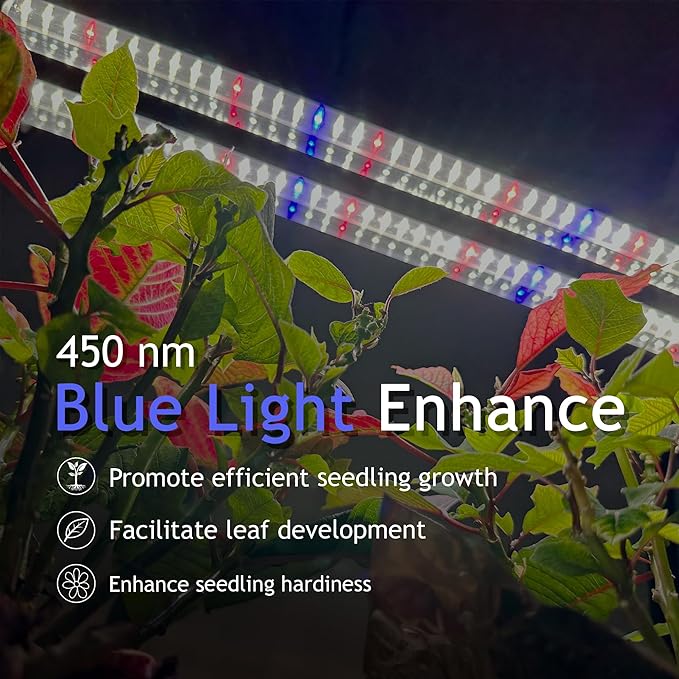 DYMOND Boostgro LED Seed Starter Grow Light 4FT Full Spectrum Linkable 5000k Daylight + 660nm Red + 450nm Blue Indoor Plant Lighting Fixture