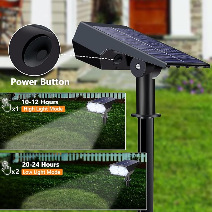 Solar Spot Light Outdoor, 49 LED Lights for Outside, 2 Modes Solar Powered Spotlights, Waterproof Pathway Light for Garden Yard Walkway Driveway Landscape Decorations (4 Pack-Cool White)