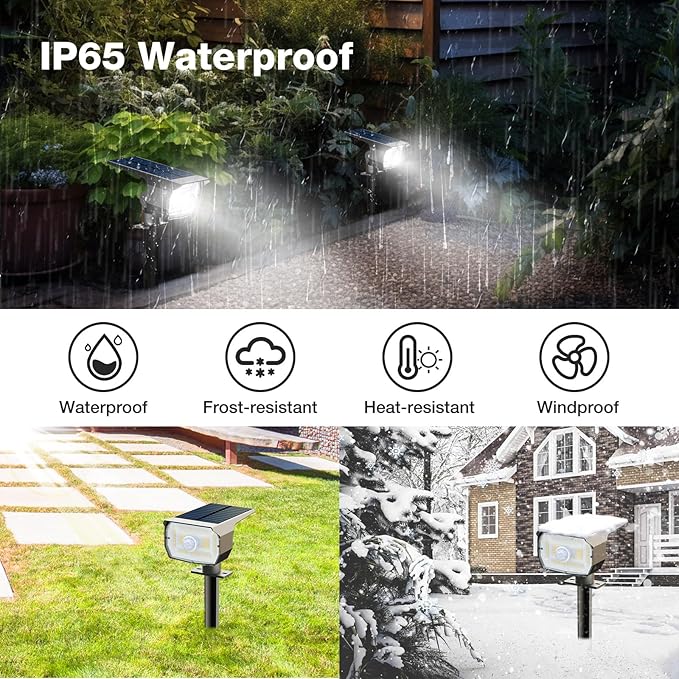 Solar Spot Lights Outdoor Motion Sensor with 3 Modes, [ 12 Pack/56 LED ] 2-in-1 Auto On/Off Solar Landscape Lighting for Outside Yard Wall Garden Path, Cool White