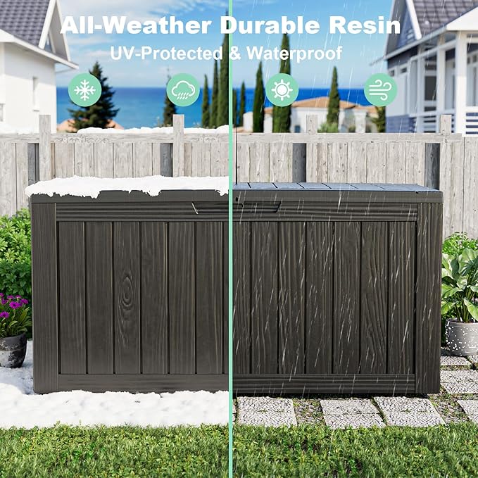 80 Gallon Outdoor Storage Box – Waterproof Deck Box for Garden & Patio,Black
