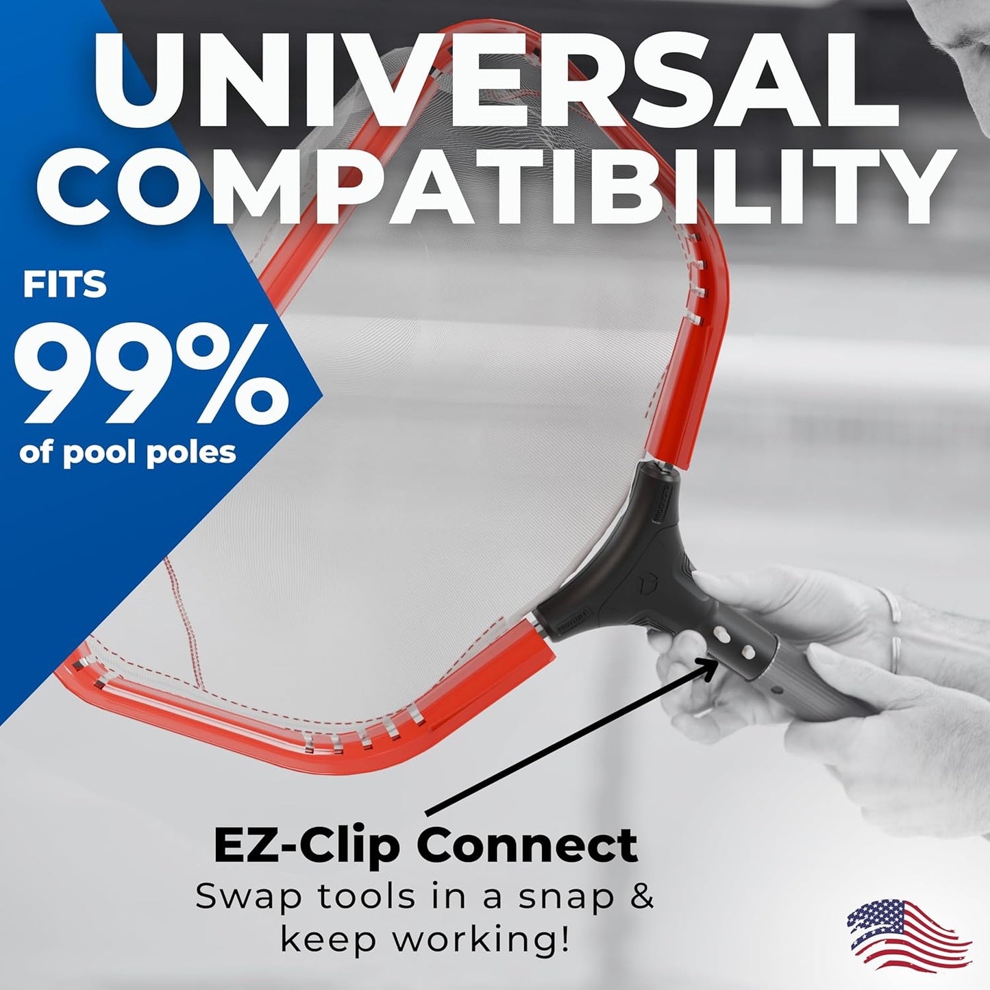 ProTuff 13" Silt Net Pool Skimmers for PROS – 6 Pack – “490 Promise” Unlimited, Unconditional Replacement – Ultra-Durable Ultra-Fine Net for Silt – Heavy-Duty Aluminum Frame & EZ-Clip Pole Attachment
