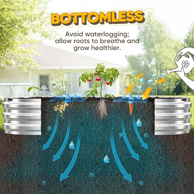 KING BIRD Raised Garden Bed Kit 2025 Upgraded Quick-Setup Galvanized Planter Garden Box Outdoor for Gardening, Vegetables, Flowers, 74x36x12 in, Silver