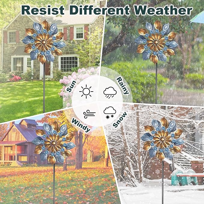 Decoroca Outdoor Wind Spinners - 72in Metal Sculpture, Classic 360° Kinetic Spinner