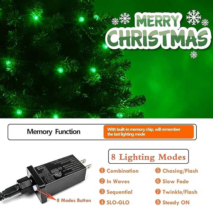 SANJICHA 2-Pack 66FT 200LED Green St. Patrick's Day Lights for Indoor/Outdoor, Super Bright Plug in Fairy Lights, Waterproof String Lights for Festive Decorations St Patrick's Day Garden Tree