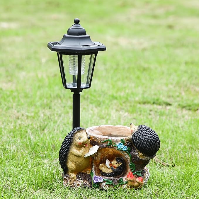 Solar Garden Outdoor Decor Statues Warm Hedgehog Family of Three with Light,Outside-Outdoor Decorations Sculptures for Patio Yard Lawn Walkway Ornaments Clearance Gifts for Mom Grandma Birthday