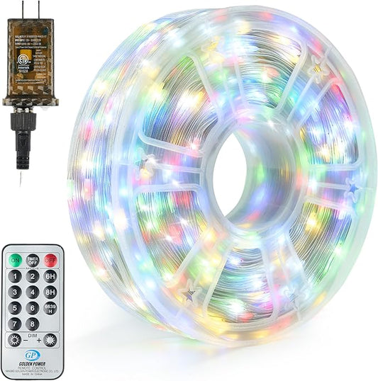 Joiedomi 1200 LED Christmas Lights Outdoor,394 FT Multicolor Christmas Tree Lights with 8 Modes Timer, PVC Clear Wire String Lights with Reel for Indoor Outdoor Holiday Xmas Eve Night Decorations