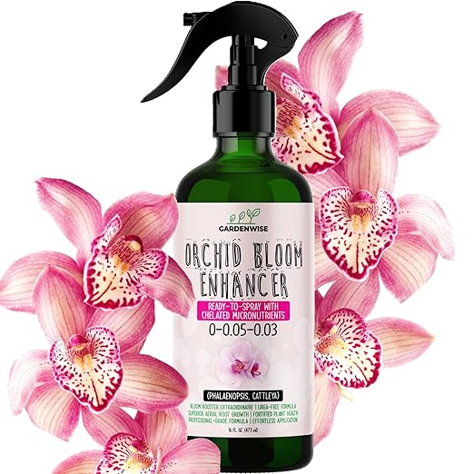 Orchid Food Bloom Booster Fertilizer - Bloom Orchids Fertilizer – Phosphorus and Potassium Formula 0-0.05-0.03 - Ready-to-Use Spray with Chelated Micronutrients (16 OZ)
