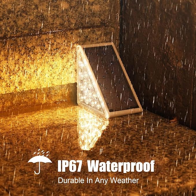 Solar Stair Lights Outdoor, 12 Pack Outdoor Solar Lights Waterproof IP67, Solar Step Lights for Outside, Patio, Decor, Yard, Garden, Front Door, Porch (Warm White)