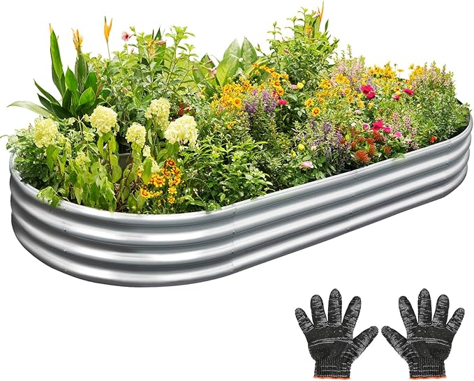 Garden 6x3x1ft Galvanized Raised Garden Bed Kit - Metal Planter Boxes for Vegetables/Herbs/Flowers, Heavy-Duty Steel Outdoor Garden Box with Reinforced Edges(6X3X1FT)