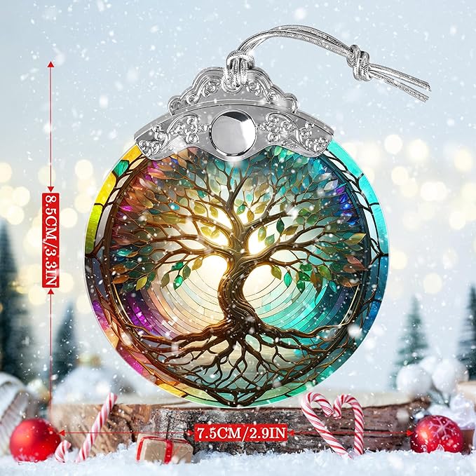 Tree of Life Suncatcher, Jocidea Stained Glass Window Hanging, Christmas Ornament, Tree of Life Ornaments for Christmas Tree, Tree of Life Home Decor, Holiday Decor, Christmas Decor