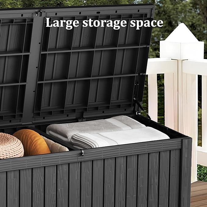 200 Gallon Outdoor Storage Box - Waterproof Patio Deck Box for Outside Deliveries, All-Weather Resin Bin with Lock for Cushions & Tools, UV-Resistant, Matte Black
