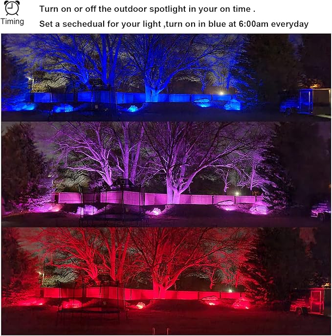 Landscape 10W Spotlight Outdoor Lighting With US Plug and Remote Control - 12V Garden Waterproof Yard Lights for Christmas Decorations (Mixed Color, NOT Pure RGB)