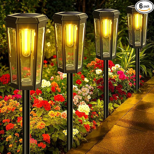 KINKAI Solar Pathway Lights Outdoor - 6 Pack Solar Garden Lights Driveway Light Landscape Lighting for Outside Walkway Patio Sidewalk Yard (Warm Light)
